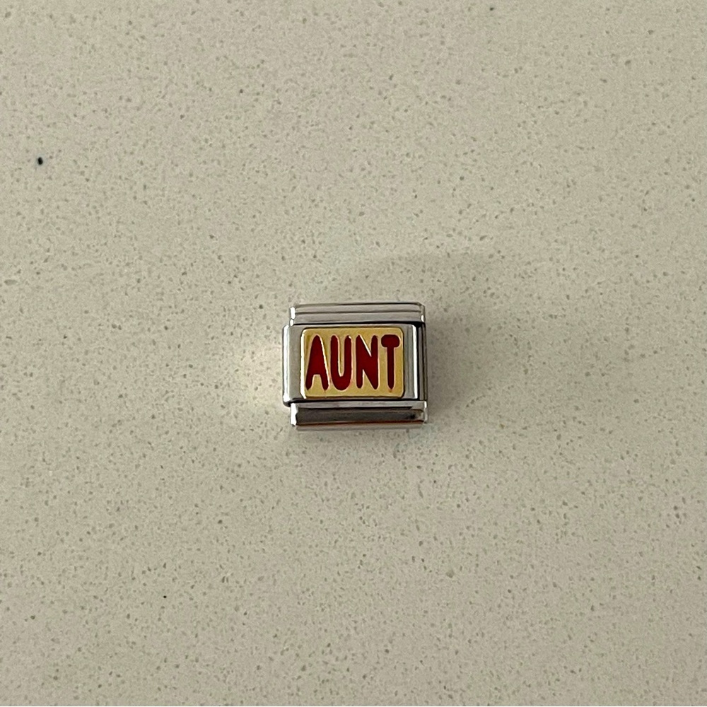 Morellato stainless steel & gold Charm with Red 'AUNT' Design